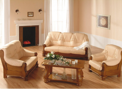 Sofagarnitur Ledersofa Männer Club Sofa Couch Polster Sitz 3+1+1 Komplett